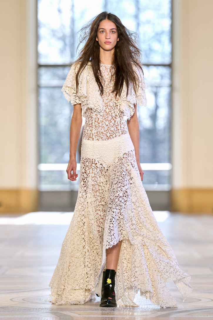 Lulsy Dress in Ivory Floral Cashmere Lace