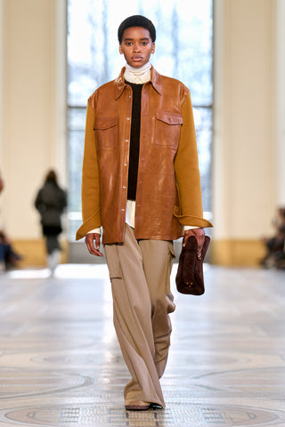 Eos Barrel-leg Cargo Pant in Camel Cross-dyed Wool