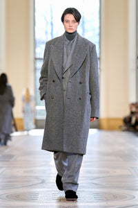 Mcaffrey Coat in Charcoal Multi Cashmere Wool Herringbone