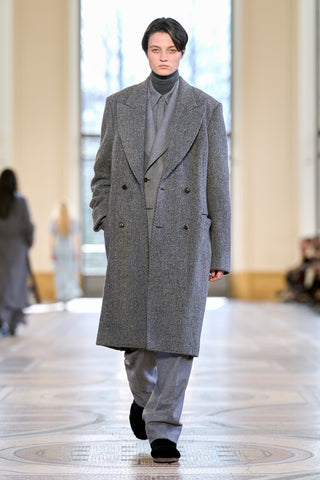 Mcaffrey Coat in Charcoal Multi Cashmere Wool Herringbone