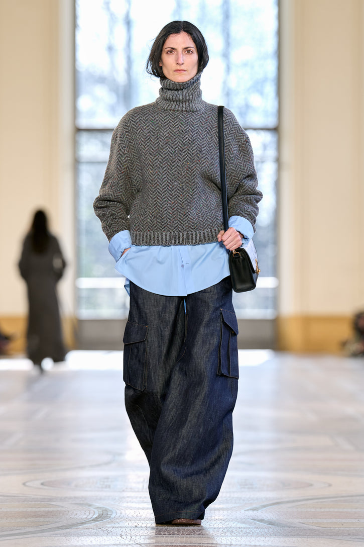 Eos Barrel-leg Cargo Pant in Recycled Cotton Linen Denim