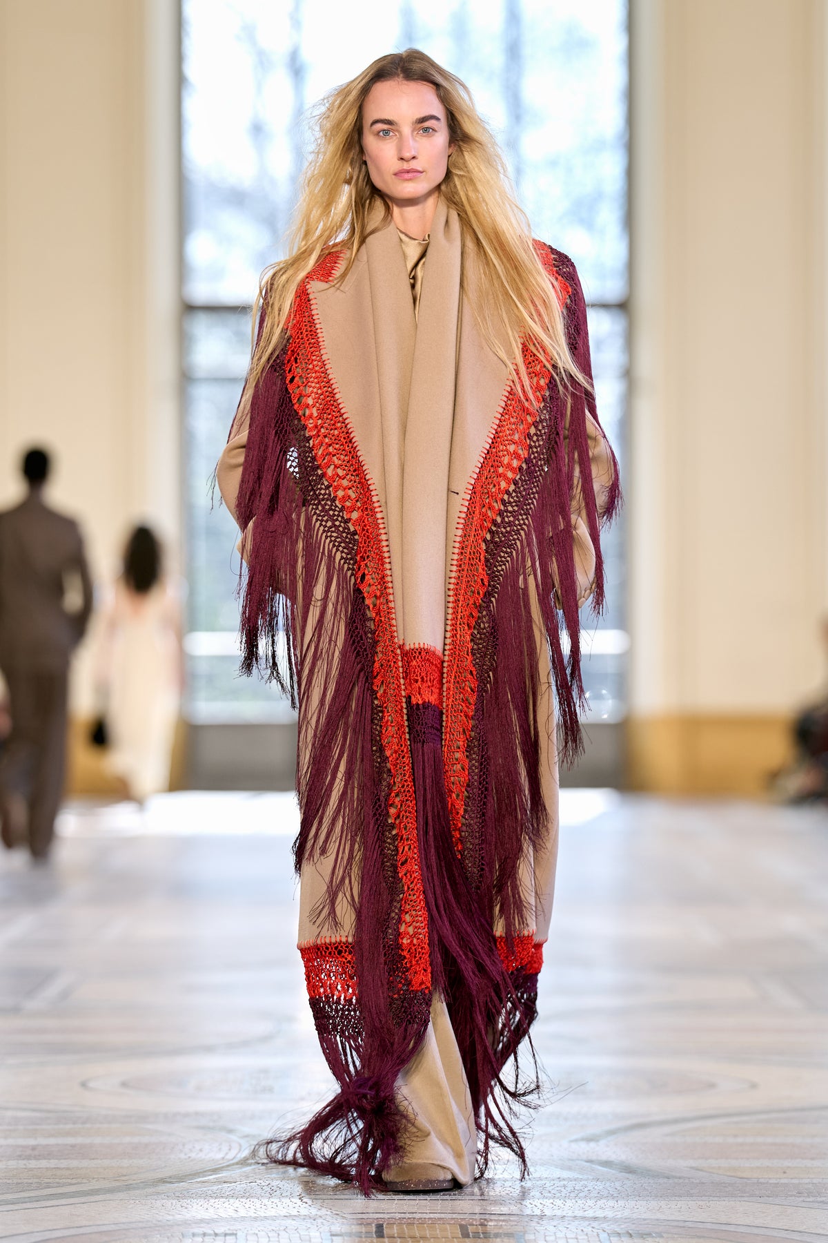 Mcaffrey Coat in Camel Double Face Recycled Cashmere with Macrame