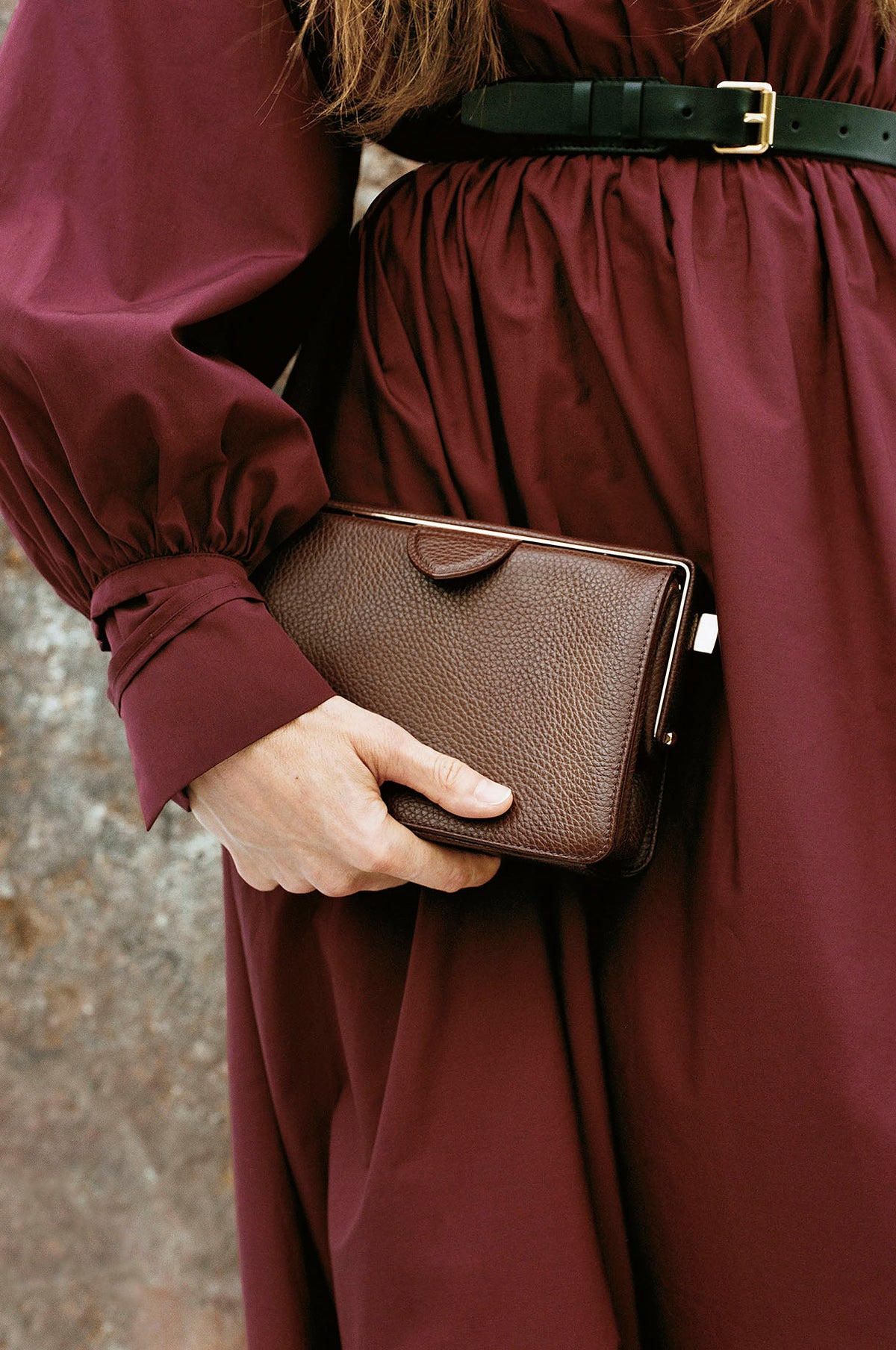 Carrington Clutch in Bordeaux Textured Leather