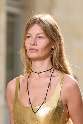 Charm Necklace in Black Silk