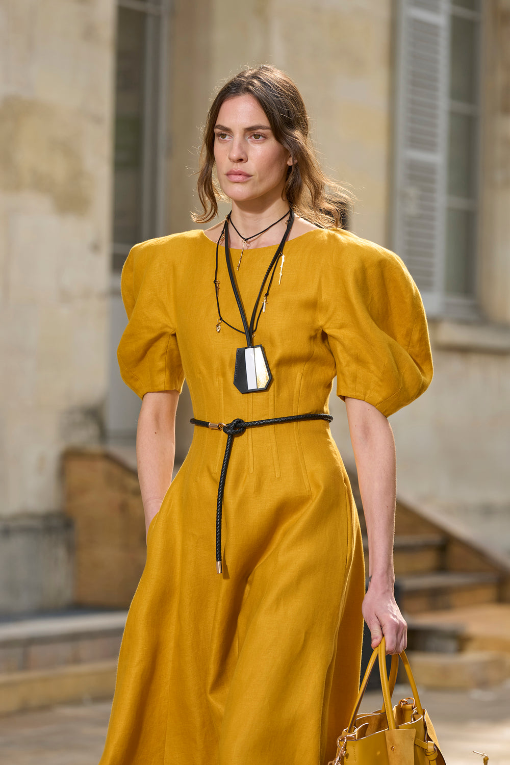 Ranya Puff Sleeve Maxi Dress in Golden Birch Linen Twill