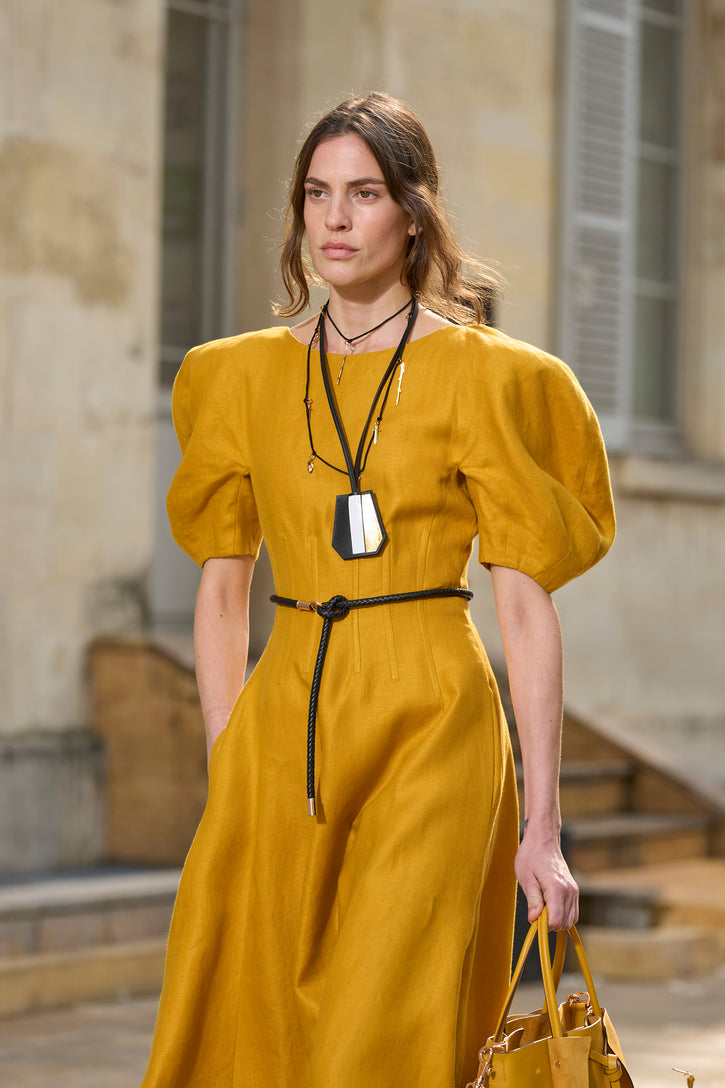 Ranya Dress in Golden Birch Linen Twill