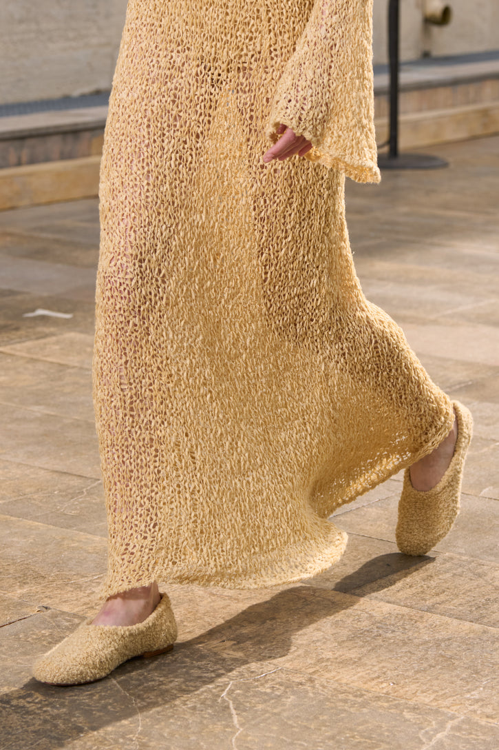 Emperor Flat Shoe in Hay Silk Cashmere Linen