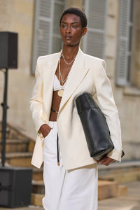 Epona Blazer in Ivory Textured Linen Slub