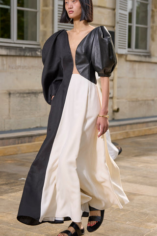 gabriela hearst leather dress Women's Ivory Silk Wool Maxi nopromo