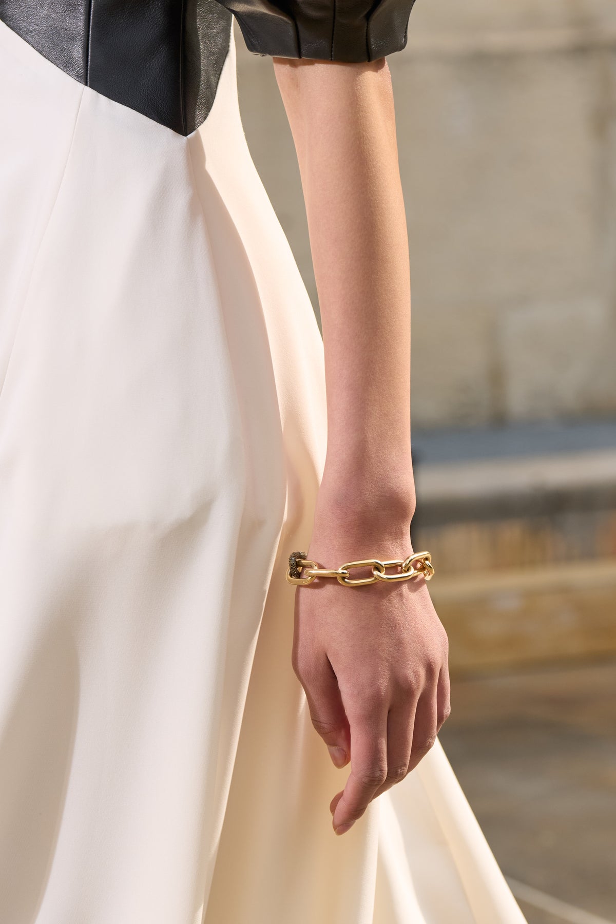 Link Pave Bracelet in 18K Yellow Gold & Black Diamonds