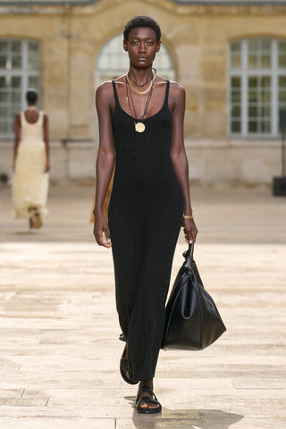 Black Mulberry Silk Ayla Dress - On Model Runway | Gabriela Hearst