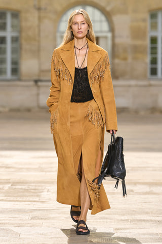 Cashew Suede Fringe Maxi Skirt - Runway Look 12 | Gabriela Hearst