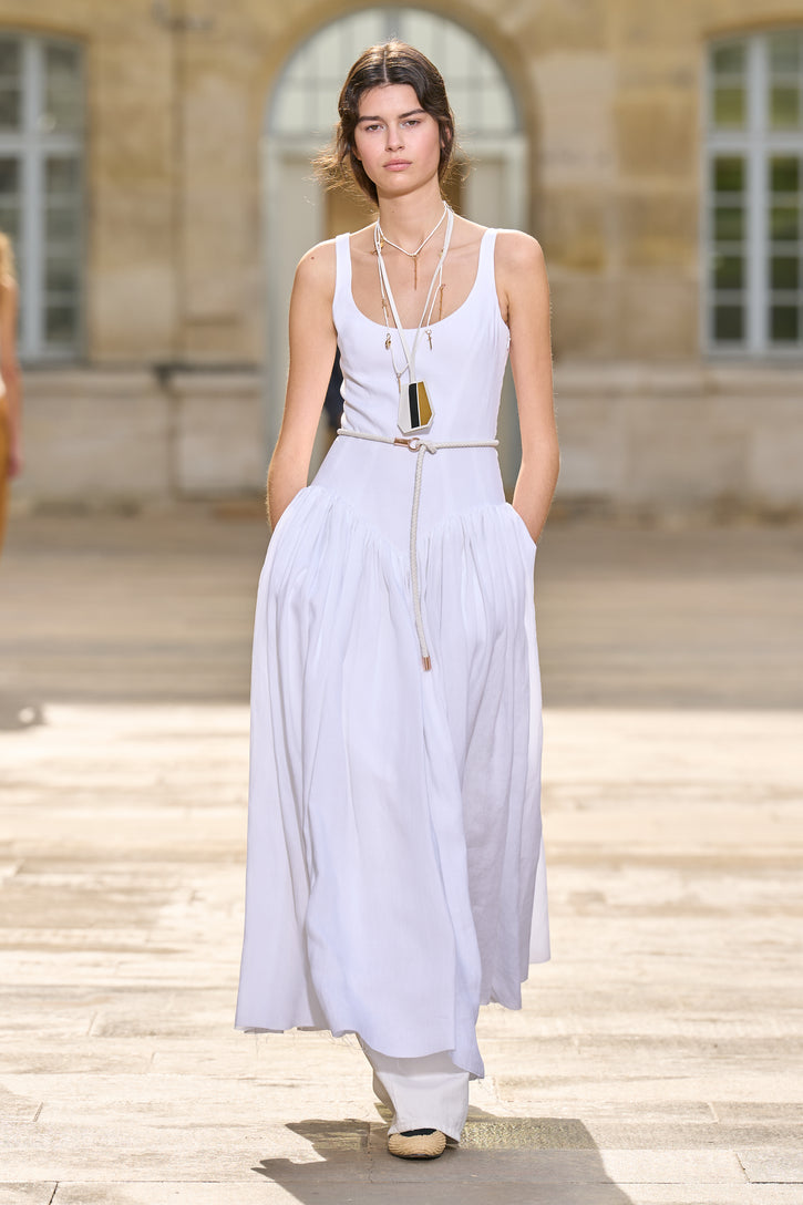 Naia Dress in White Aloe Linen