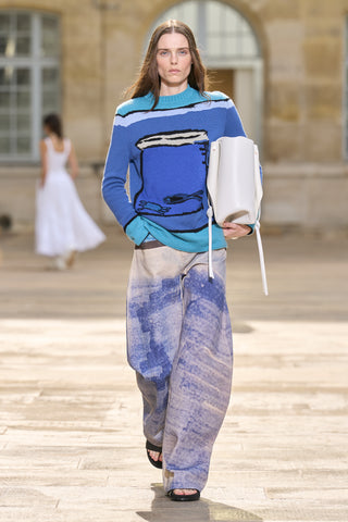 Amoret Barrel-leg Jeans Water Multi Print - SS26 Runway Look | Gabriela Hearst