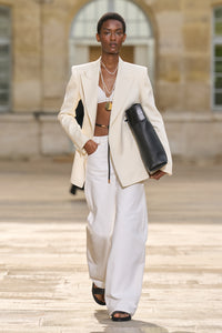 Epona Blazer in Ivory Textured Linen Slub