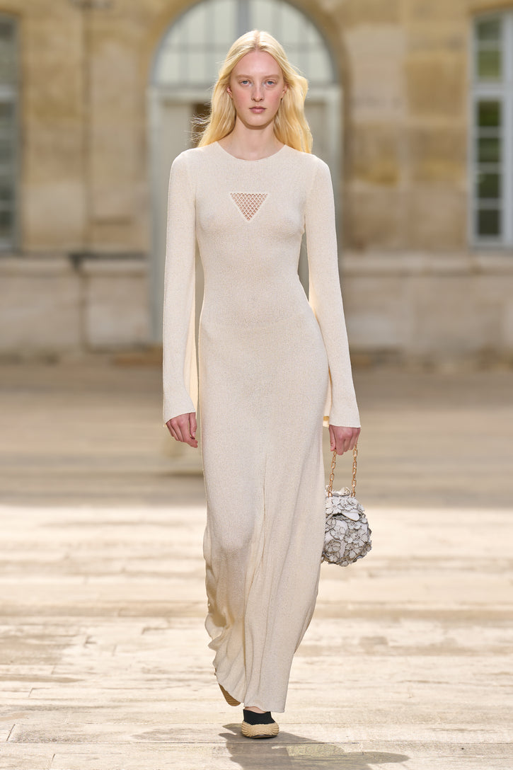 Arisen Knit Dress In Off White Mulberry Silk