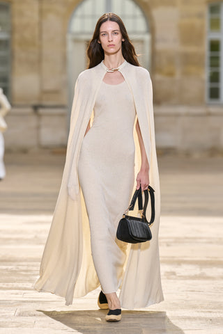 Off White Nyra Knit Dress with Cape - Runway Look | Gabriela Hearst