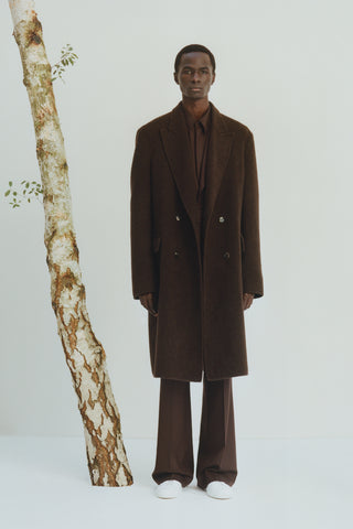 Mcaffrey Coat in Chocolate Double-Face Recycled Cashmere