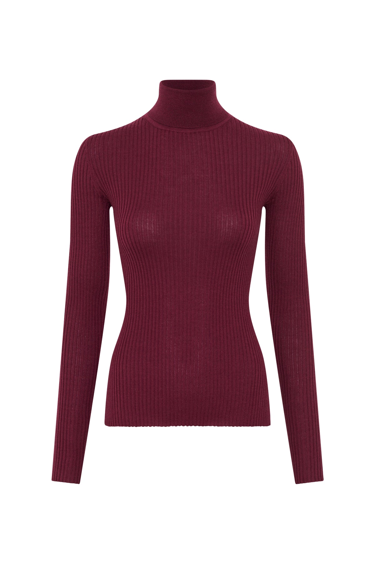 Peppe Knit Turtleneck Sweter in Bordeaux Cashmere