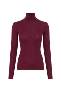 Peppe Knit Turtleneck Sweter in Bordeaux Cashmere