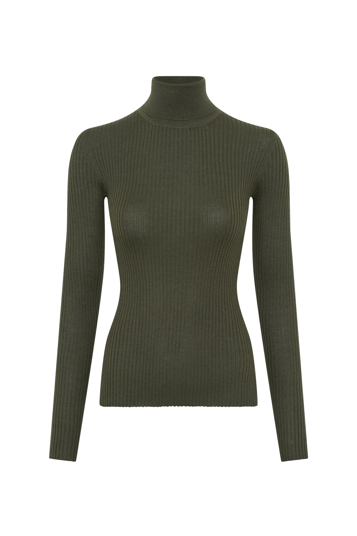 Peppe Knit Turtleneck Sweater in Olive Cashmere