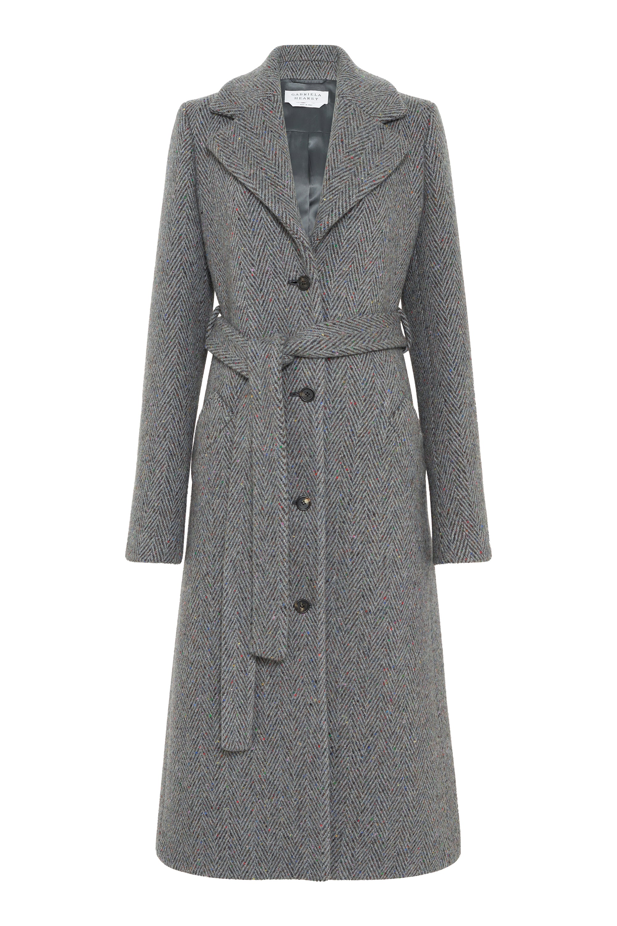 William Coat in Charcoal Multi Cashmere Wool Herringbone