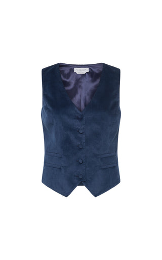 Coleridge Vest in Electric Navy Sea Island Cotton Corduroy