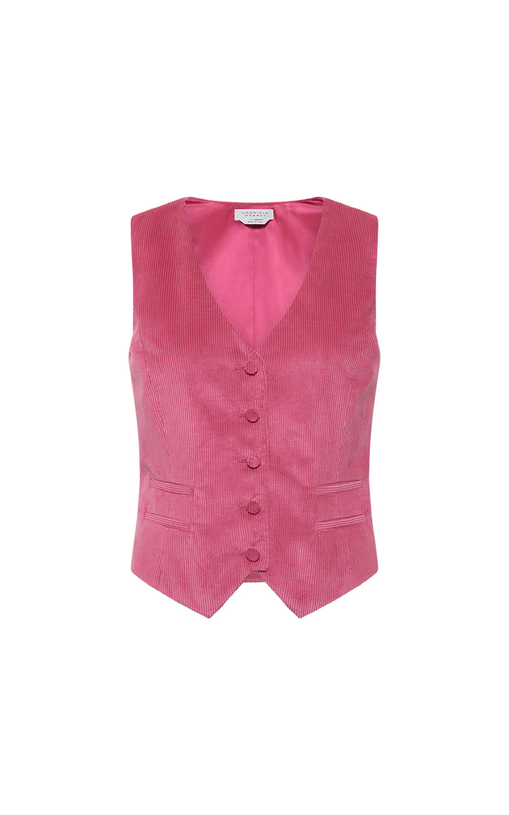 Coleridge Vest in Fuchsia Sea Island Cotton Corduroy