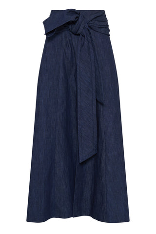 Zivan Knotted Maxi Skirt in Recycled Cotton Denim