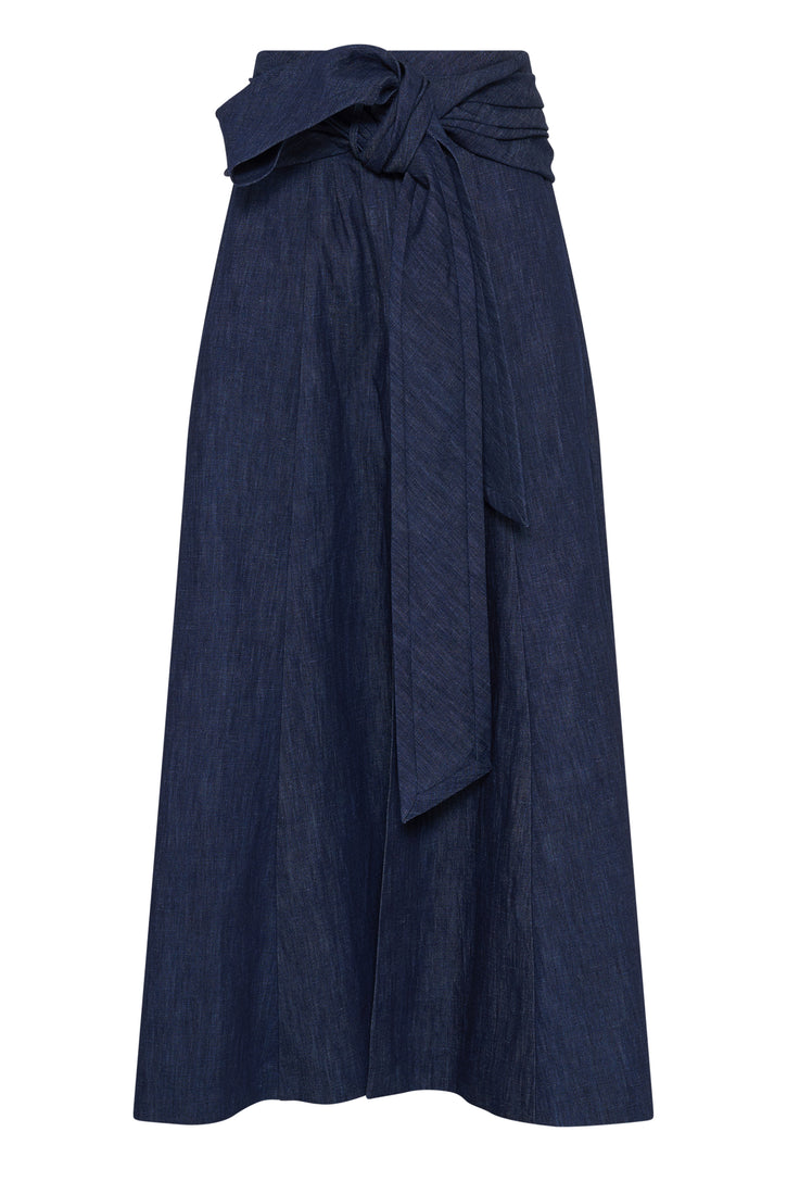 Zivan Knotted Maxi Skirt in Recycled Cotton Denim