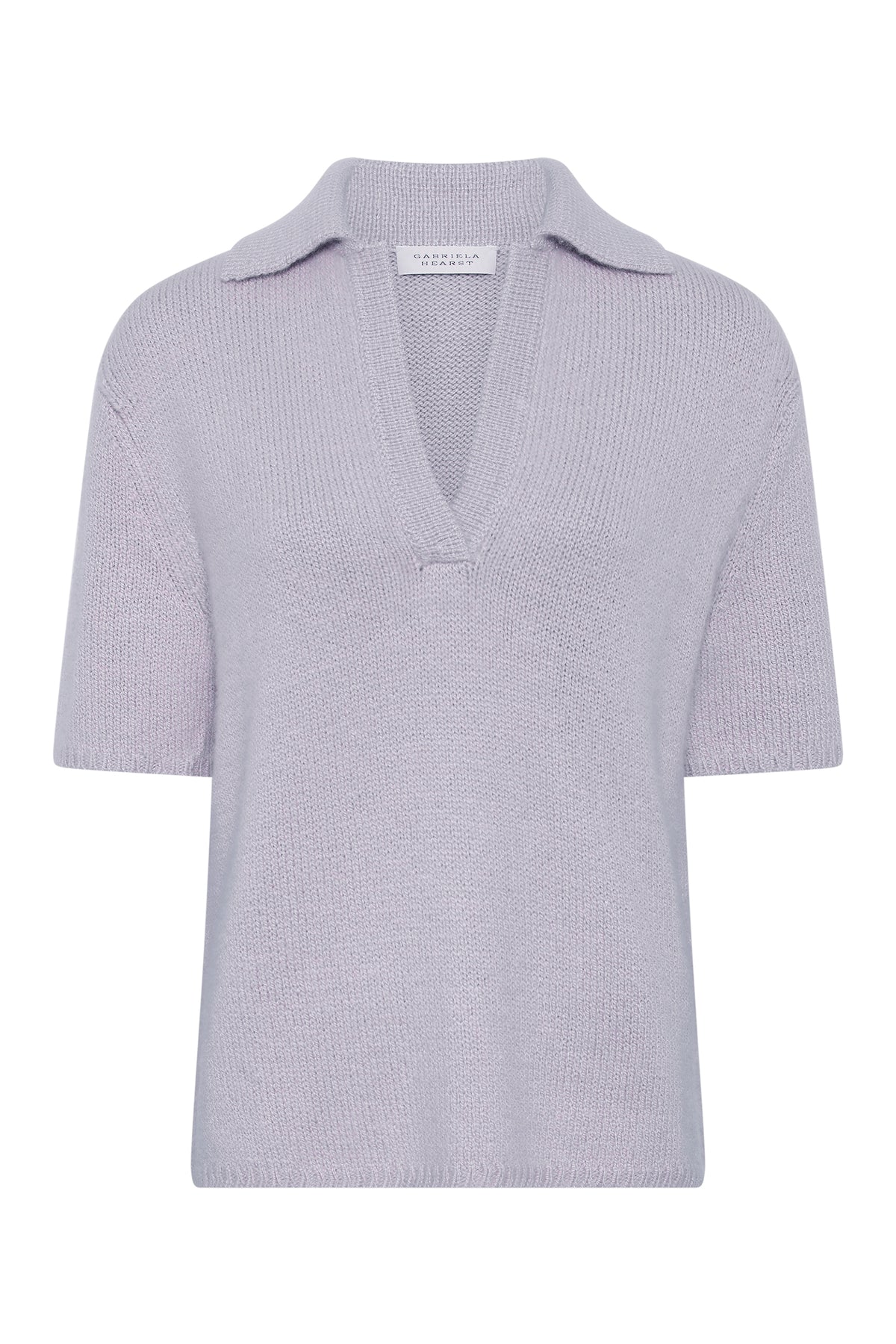 Sohan Knit Short Sleeve Polo in Light Blue Cashmere