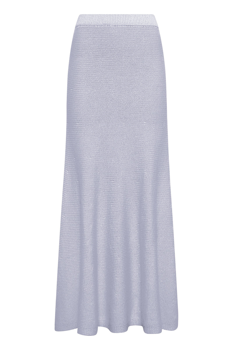 Light Blue Cashmere Manni Knit Maxi Skirt - Front View | Gabriela Hearst
