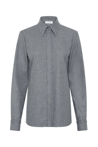 Cruz Shirt in Smoke Wool Cashmere Flannel