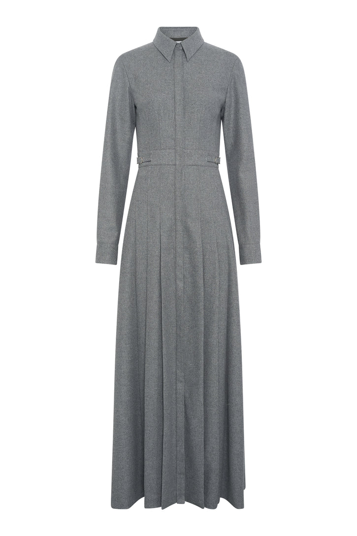 Ethel Shirtdress in Smoke Wool Cashmere Flannel