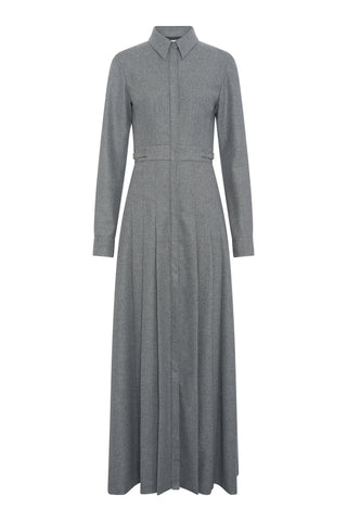 Ethel Shirtdress in Smoke Wool Cashmere Flannel