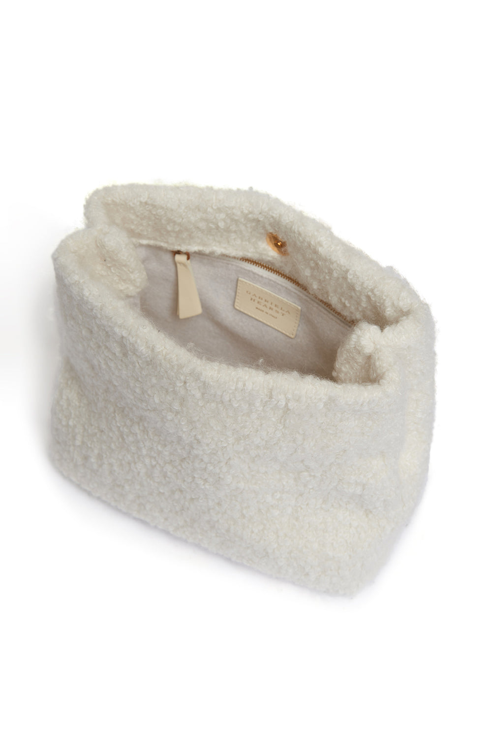 Mini Phoebe Clutch Bag in Ivory Recycled Cashmere Boucle