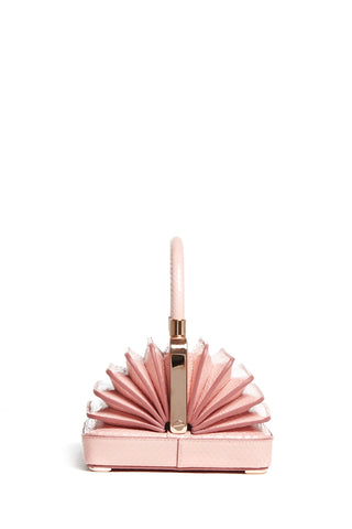 Pink Snakeskin Small Diana Bag - Open Side View with Handle | Gabriela Hearst