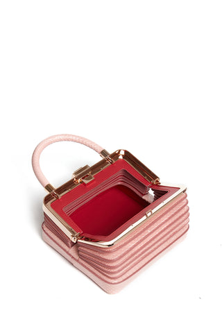 Pink Snakeskin Small Diana Bag - Open Interior with Red Lining | Gabriela Hearst
