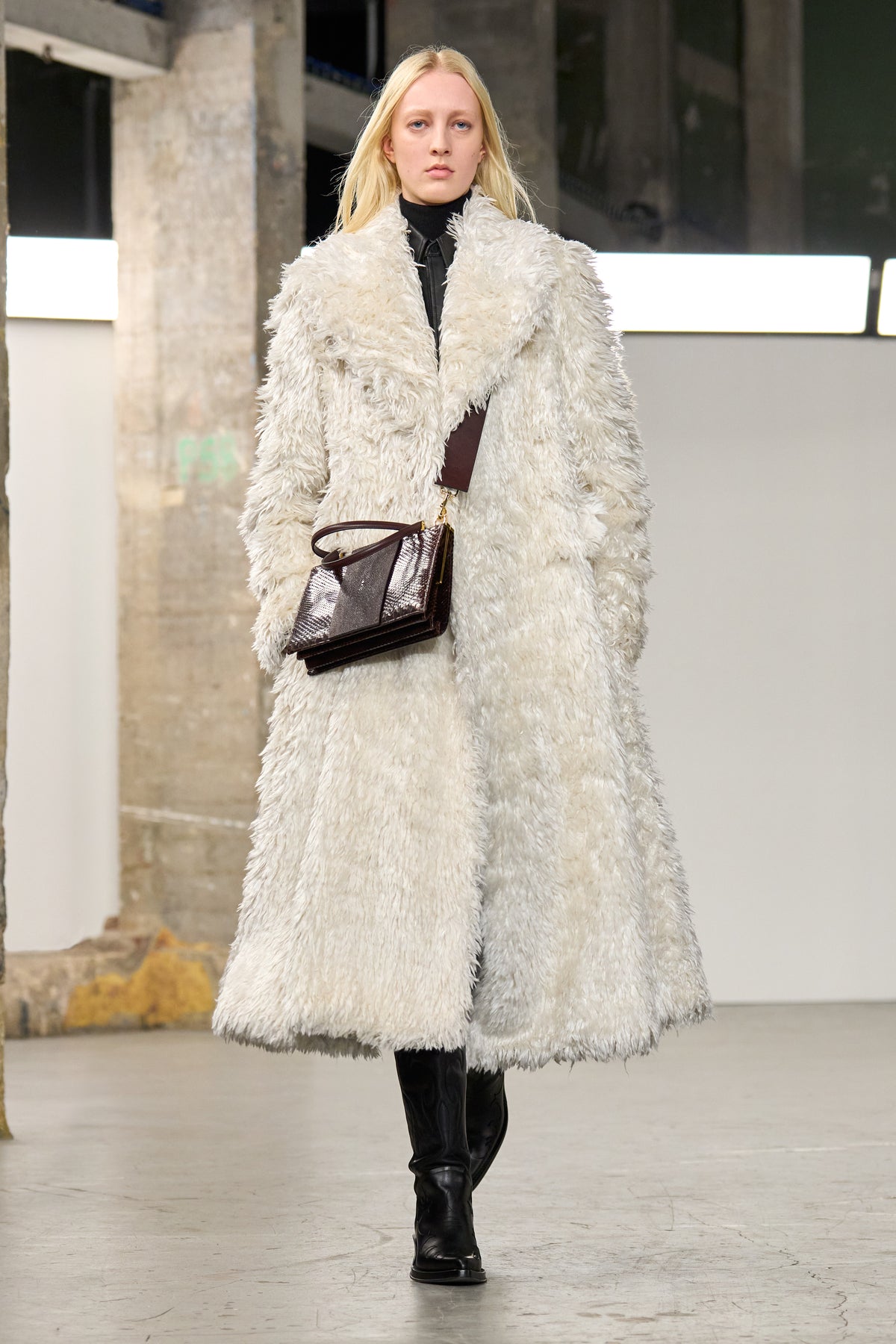 Cantwell Coat in Ivory Silk Fur