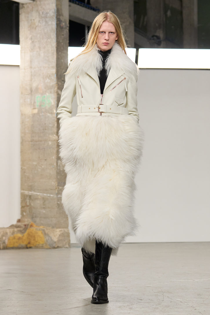 Brymwylf Coat in White Textured Leather