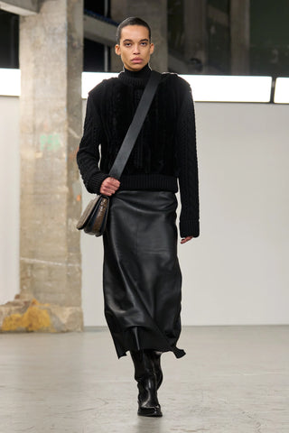 Toth Knit Pullover in Black Cashmere & Shearling