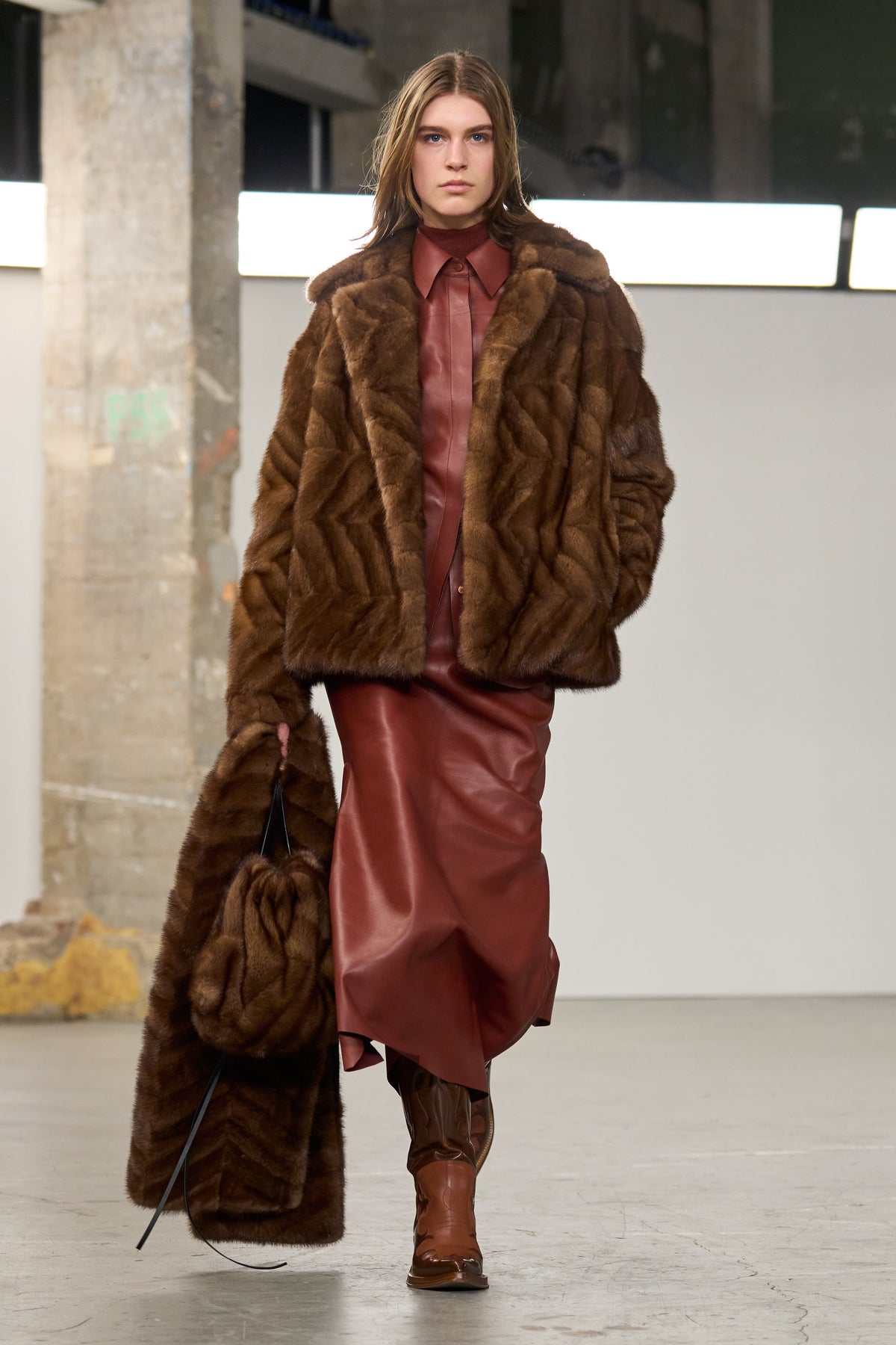 Torstein Coat in Mahogany Recycled Fur