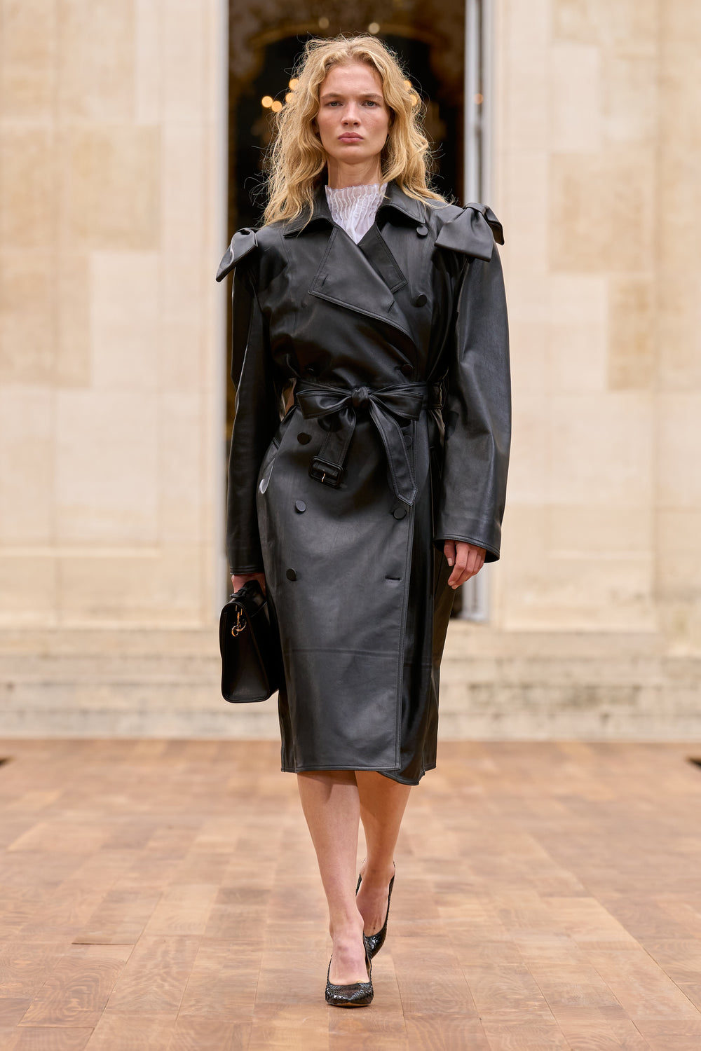 Ada Trench Coat in Black Nappa Leather Gabriela Hearst