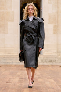 Ada Trench Coat in Black Nappa Leather