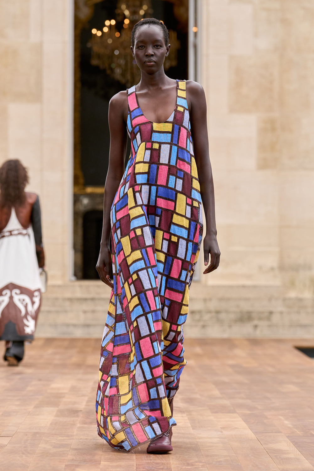 【GABRIELA HEARST】 Niki Patchwork Embroidered Maxi Dress in Aurora Multi Linen