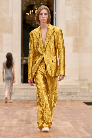 Mick Blazer in Gold Metallic Silk