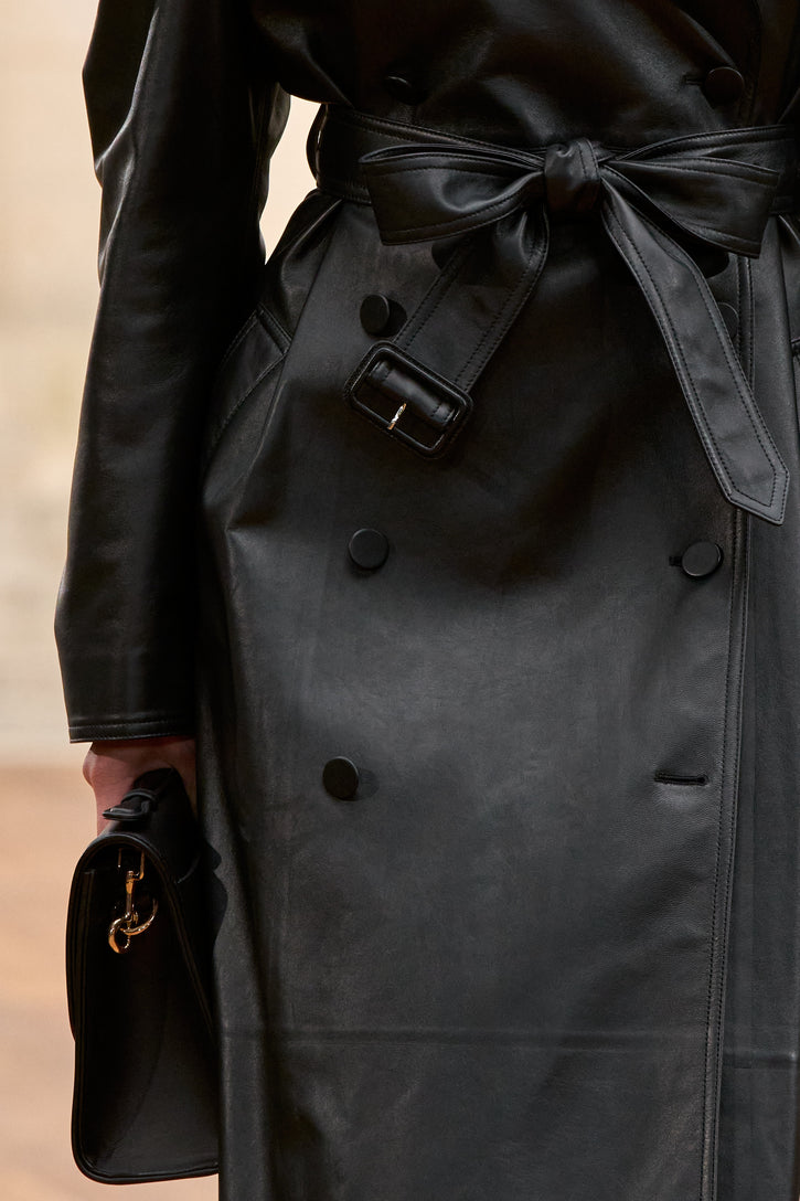 Ada Trench Coat in Black Nappa Leather