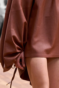 Wilmer Pleated Cape Top In Cognac Soft Leather