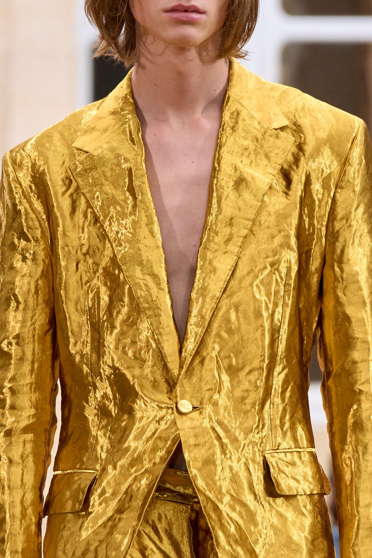 Mick Blazer in Gold Metallic Silk