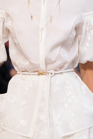 Ivory Rope Belt with Rose Gold Hardware - Styled on Model | Gabriela Hearst